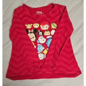Disney Tsum Tsum Girls Red Long Sleeve Top Size 6 / 6X Mickey Minnie Pooh Stitch
